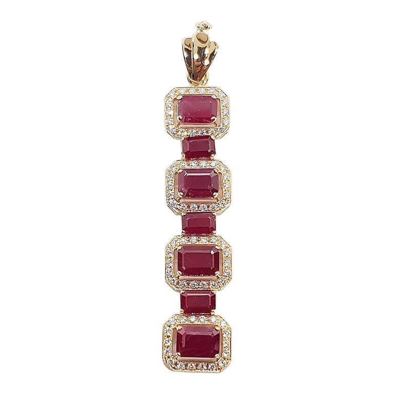 SJ2007 - Ruby with Diamond Pendant Set in 18 Karat Rose Gold Settings