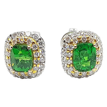 SJ1646 - Tsavorite with Diamond Earrings Set in 18 Karat White Gold Settings