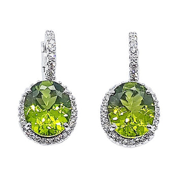 SJ1998 - Peridot with Diamond Earrings Set in 18 Karat White Gold Settings