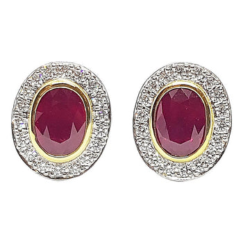 SJ1731 - Ruby with Diamond Earrings Set in 18 Karat White Gold Settings