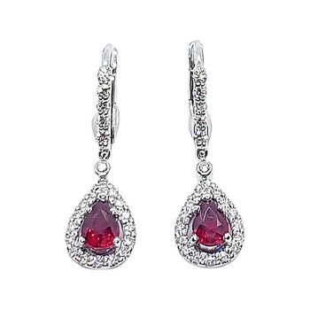 SJ6193 - Ruby with Diamond Earrings Set in 18 Karat White Gold Settings