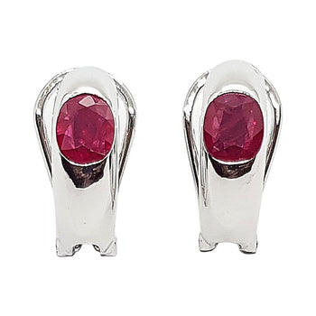 SJ1966 - Ruby Earrings Set in 18 Karat White Gold Settings