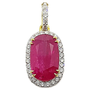 SJ1639 - Ruby with Diamond Pendant Set in 18 Karat Gold Settings