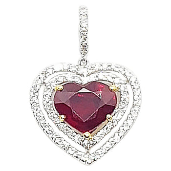 SJ1774 - Ruby with Diamond Pendant Set in 18 Karat White Gold Settings