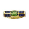 SJ1709 - Green Tourmaline, Blue Sapphire with Diamond Ring Set in 18 Karat Gold Settings