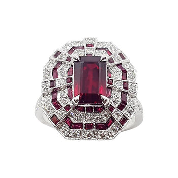 SJ1546 - Ruby with Diamond Ring Set in 18 Karat White Gold Settings