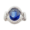 SJ1526 - Blue Sapphire with Diamond Ring Set in 18 Karat White Gold Settings