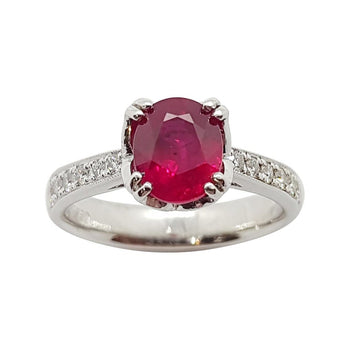 SJ1706 - Ruby with Diamond Ring Set in Platinum 950 Settings