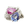 SJ1435 - Blue Sapphire and Pink Sapphire with Diamond Ring Set in 18 Karat White Gold