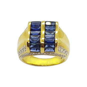 SJ1808 - Blue Sapphire with Diamond Ring Set in 18 Karat Gold Settings