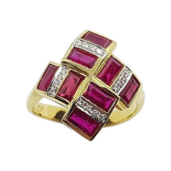 SJ1379 - Ruby with Diamond Ring Set in 18 Karat Gold Settings