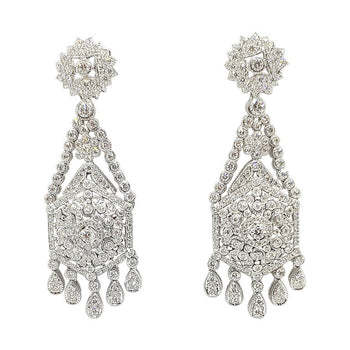 SJ1506 - Diamond 1.59 Carats Earrings Set in 18 Karat White Gold Settings