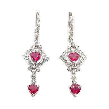 SJ6127 - Ruby with Diamond Earrings Set in 18 Karat White Gold Settings