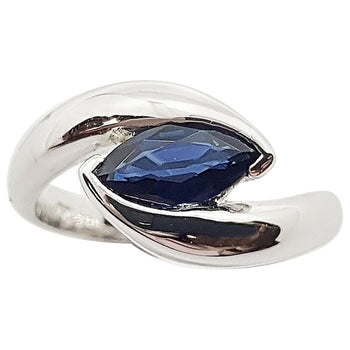 SJ6041 - Blue Sapphire Ring Set in 18 Karat White Gold Settings