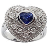 SJ1809 - Heart Shape Blue Sapphire with Diamond Ring Set in 18 Karat White Gold Settings