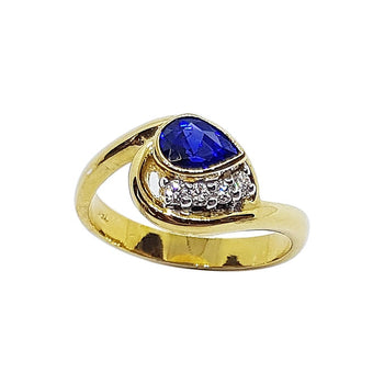 SJ1451 - Blue Sapphire with Diamond Ring Set in 18 Karat Gold Settings