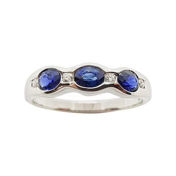 SJ1492 - Blue Sapphire with Diamond Ring Set in 18 Karat White Gold Settings