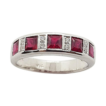 SJ1946 - Ruby 1.22 Carats with Diamond 0.05 Carat Ring Set in 18 Karat White Gold Setting