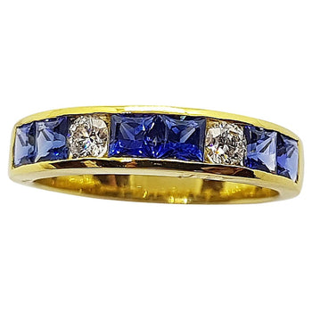 SJ1946 - Blue Sapphire with Diamond Ring Set in 18 Karat Gold Settings