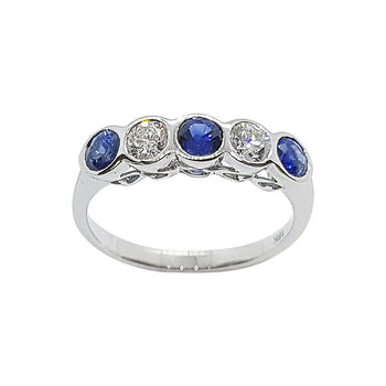 SJ1927 - Blue Sapphire with Diamond Ring Set in 18 Karat White Gold Settings