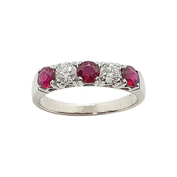 SJ6153 - Ruby 0.84 Carat with Diamond 0.36 Carat Ring Set in 18 Karat White Gold Settings