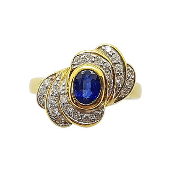 SJ1915 - Blue Sapphire with Diamond Ring Set in 18 Karat Gold Settings