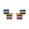 SJ1566 - Blue Sapphire, Ruby and Diamond Cufflinks Set in 18 Karat Gold Settings