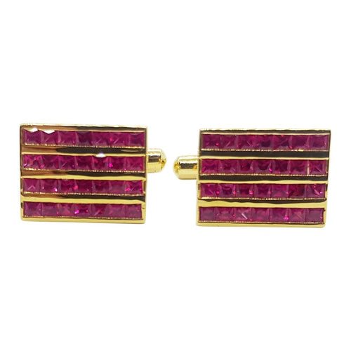SJ6147 - Ruby Cufflinks Set in 18 Karat Gold Settings