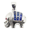 SJ1674 - Blue Sapphire with Diamond Elephant Pendant Set in 18 Karat White Gold Settings