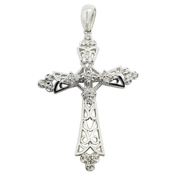 SJ6173 - Diamond Cross Pendant Set in 18 Karat White Gold Settings