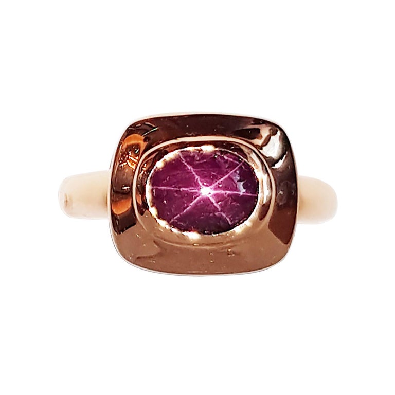 SJ1787 - Star Ruby Ring Set in 18 Karat Rose Gold Settings