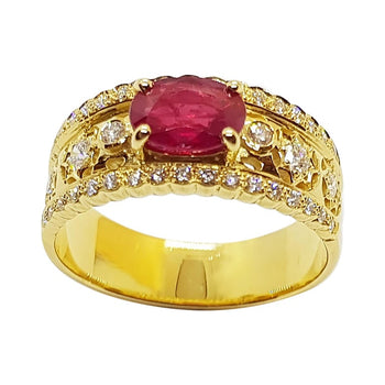 SJ1366 - Ruby with Diamond Ring Set in 18 Karat Gold Settings