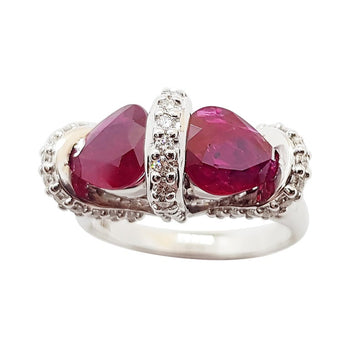 SJ1946 - Ruby with Diamond Ring Set in 18 Karat White Gold Settings