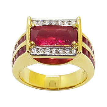 SJ1366 - Ruby with Diamond Ring Set in 18 Karat Gold Settings