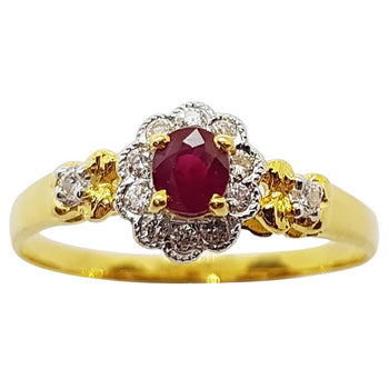 SJ6180 - Ruby 0.20 Carat with Diamond 0.12 Carat Ring Set in 18 Karat Gold Settings