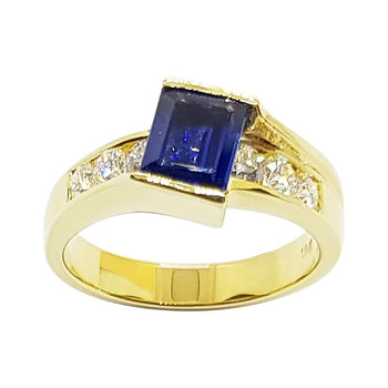 SJ6066 - Blue Sapphire with Diamond Ring Set in 18 Karat Gold Settings