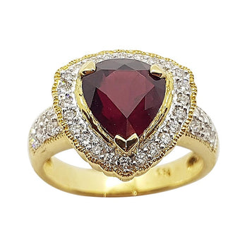 SJ1626 - Ruby with Diamond Ring Set in 18 Karat Gold Settings