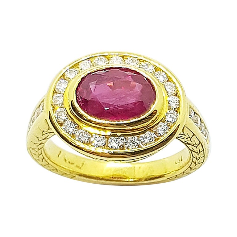 SJ1419 - Ruby with Diamond Ring Set in 18 Karat Gold Settings