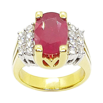 SJ1350 - Ruby with Diamond Ring Set in 18 Karat Gold Settings