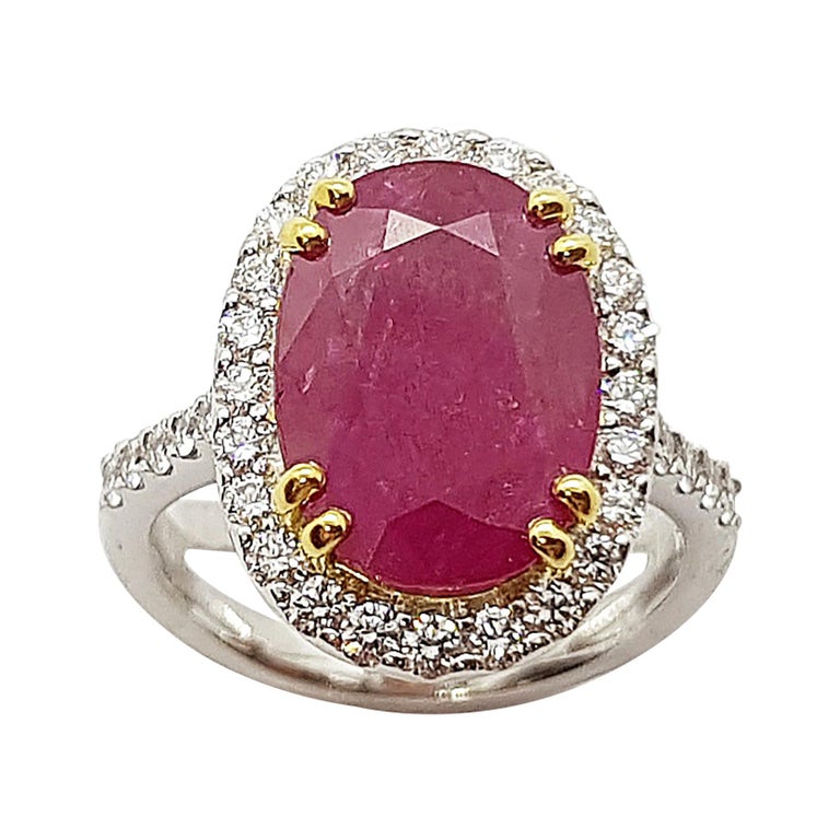 SJ6186 - Ruby with Diamond Ring Set in 18 Karat White Gold Setting