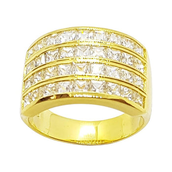 SJ1367 - White Sapphire Ring Set in 18 Karat Gold Settings