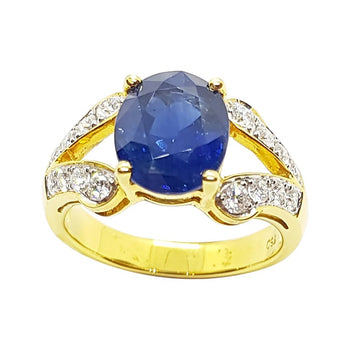 SJ6064 - Blue Sapphire with Diamond Ring Set in 18 Karat Gold Settings