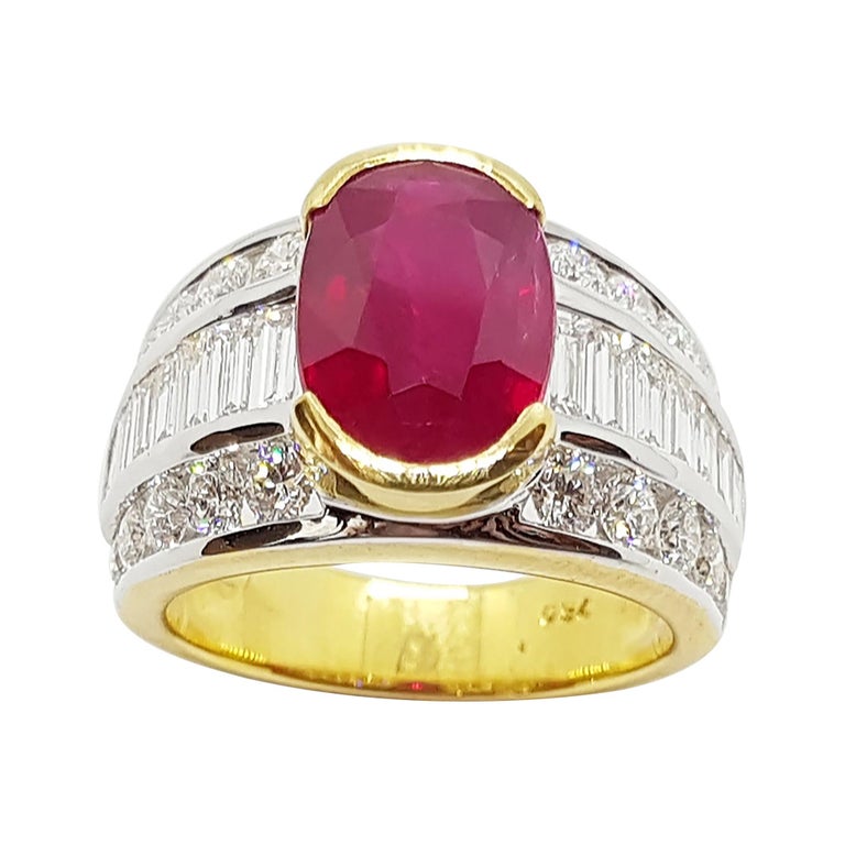 SJ1626 - Ruby with Diamond Ring Set in 18 Karat Gold Settings