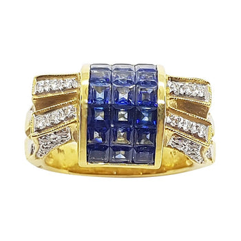 SJ1551 - Blue Sapphire with Diamond Ring Set in 18 Karat Gold Settings