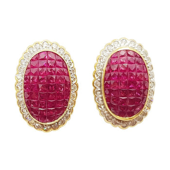 SJ1526 - Ruby with Diamond Earrings Set in 18 Karat Gold Settings