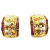 SJ1966 - Ruby with Tsavorite and Diamond Elephant Earrings Set in 18 Karat Gold Settings