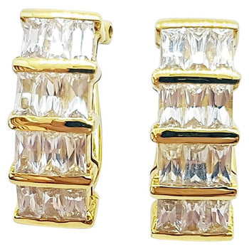 SJ6192 - White Sapphire Earrings Set in 18 Karat Gold Settings