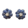 SJ1466 - Blue Sapphire with Diamond Flower Earrings Set in 18 Karat Gold Settings