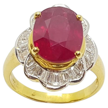 SJ1587 - Ruby with Diamond Ring Set in 18 Karat Gold Settings