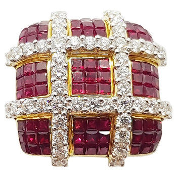 SJ1486 - Ruby with Diamond Ring Set in 18 Karat Gold Settings